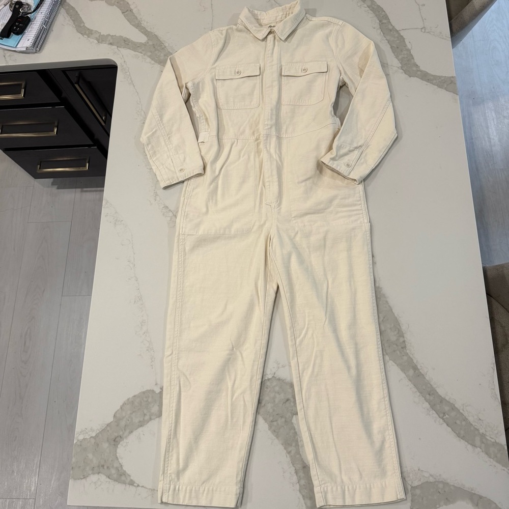 Madewell Long Sleeved Utility Coveralls Women’s Medium Ivory Slim Tapered Leg